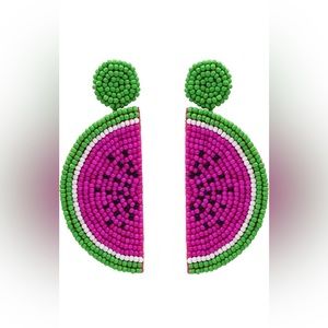 Cute Fruit Beaded Dangle Stud Earrings Watermelon